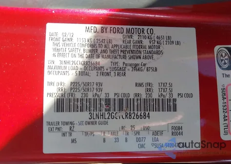 2012 Lincoln Mkz z USA, uszkodzony, nr VIN 3LNHL2GC1CR826684